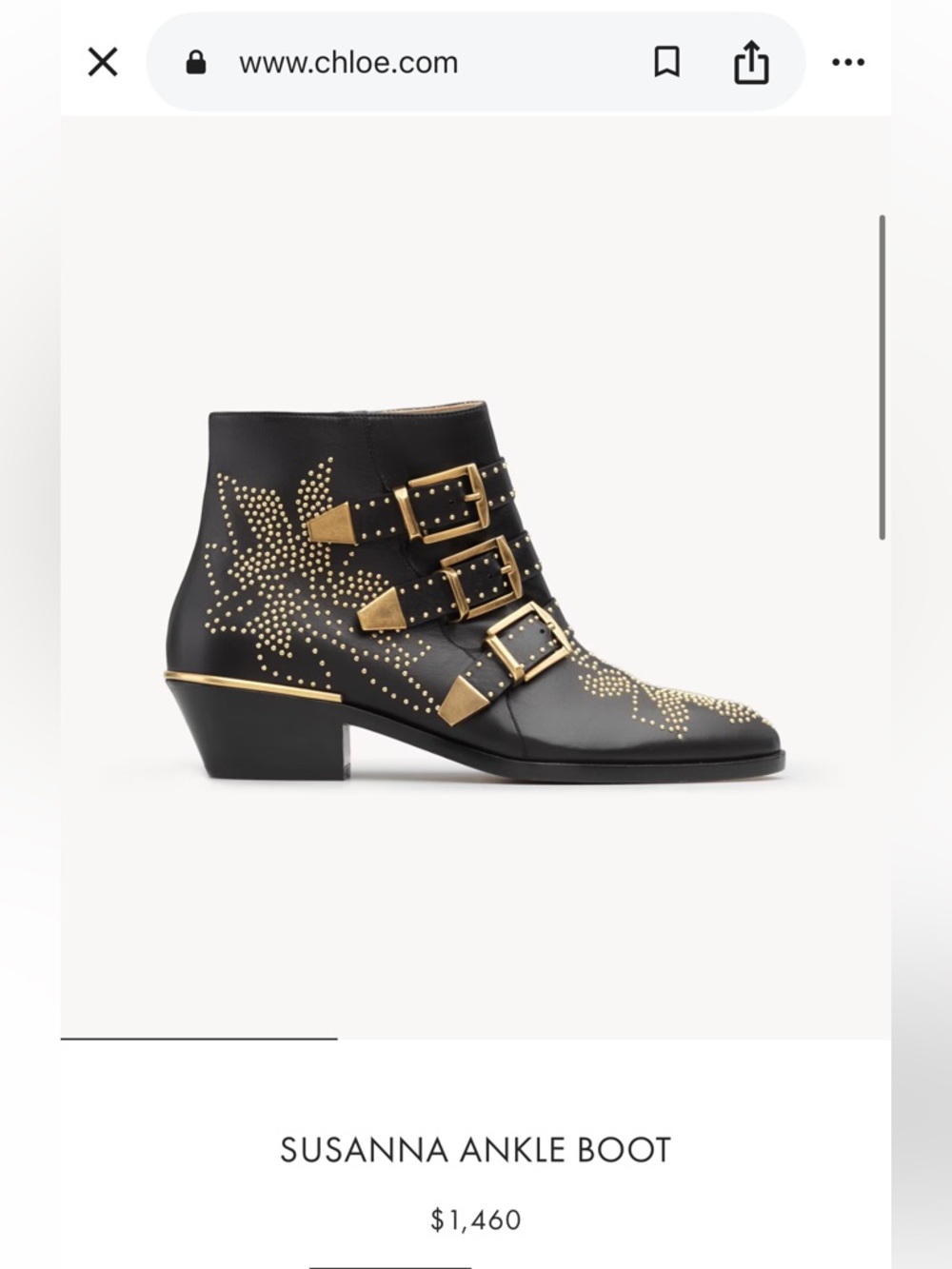 CHLOE, 5, EU 35, Susanna ankle boot in black and gold - Picture 6 of 6